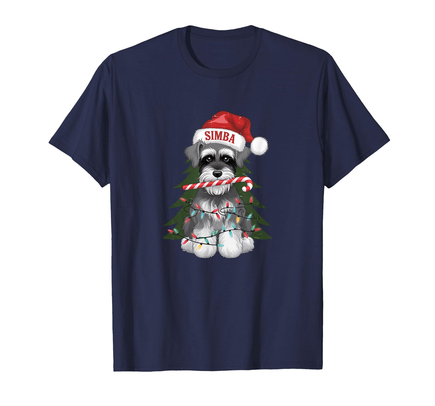 Funny Puppy Dog Christmas Holiday with Candy Cane T-Shirt