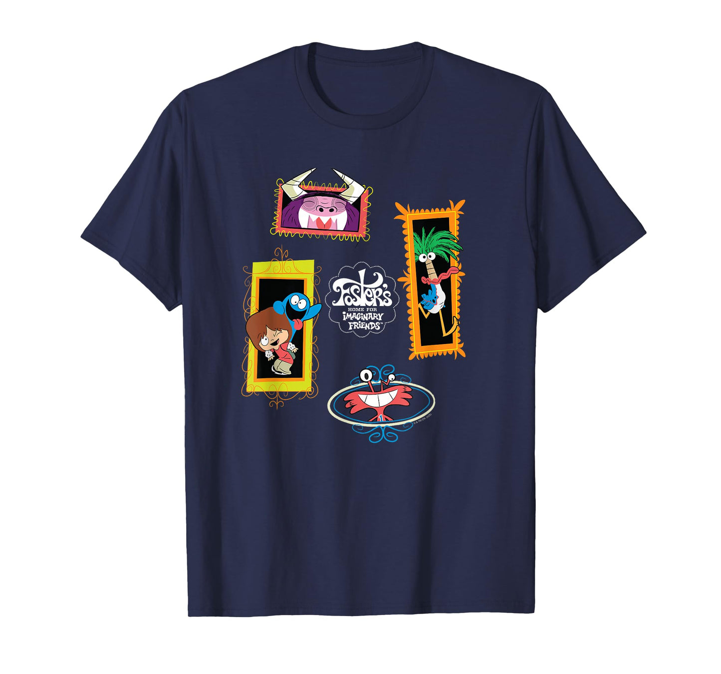 Fancy Framed Character Collage Funny Cartoon T-Shirt