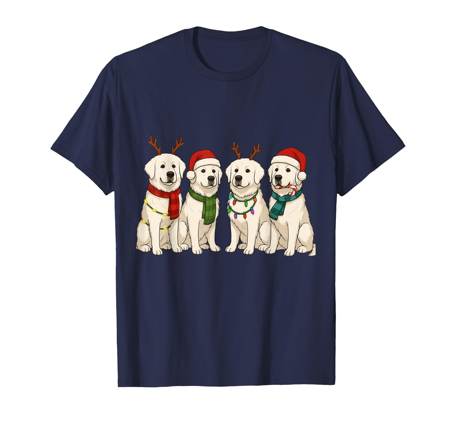 Great Pyrenees Santa Hat Tee Dog Merry Christmas T-Shirt