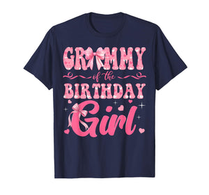 Grammy of The Birthday Girl Family Pink Coquette Bow T-Shirt