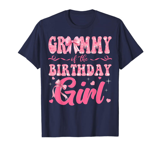 Grammy of The Birthday Girl Family Pink Coquette Bow T-Shirt