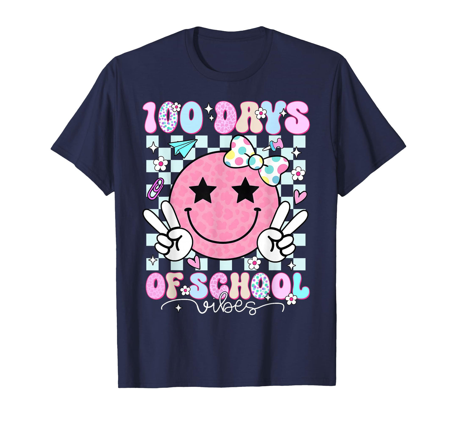 100th Day of School Vibes Cute Smile Face 100 Days of School T-Shirt