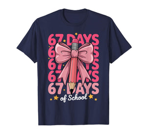 6 7 Days of School Girls Coquette Bow Cute Funny Six Seven T-Shirt