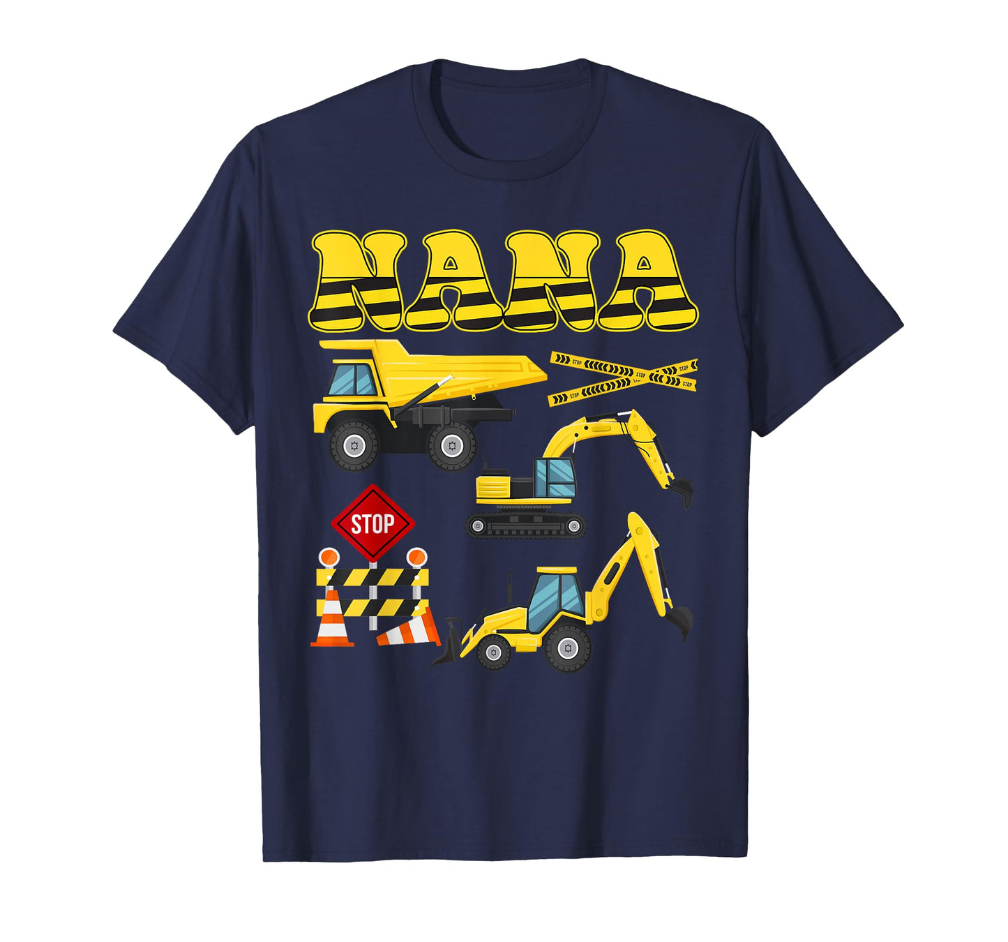 Nana Construction Excavator Kids Matching Family Party T-Shirt