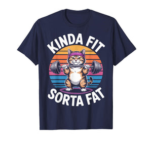 Sorta Fat Kinda Fit Weightlifting Cat Gym Animal Lover T-Shirt