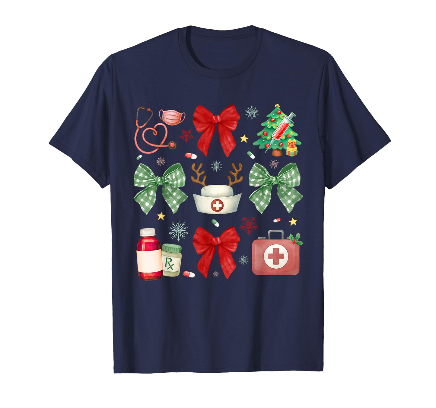 Nurse Christmas Coquette Bow Xmas Nursing RN PCT CNA T-Shirt