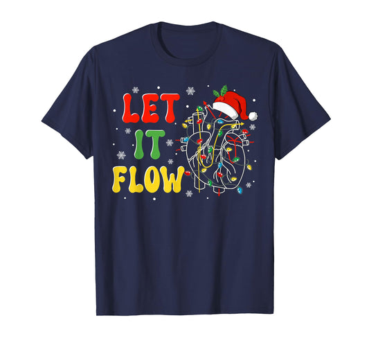 Funny Let It Flow Anatomy Heart Cardiac Nurse Santa Hat Xmas T-Shirt