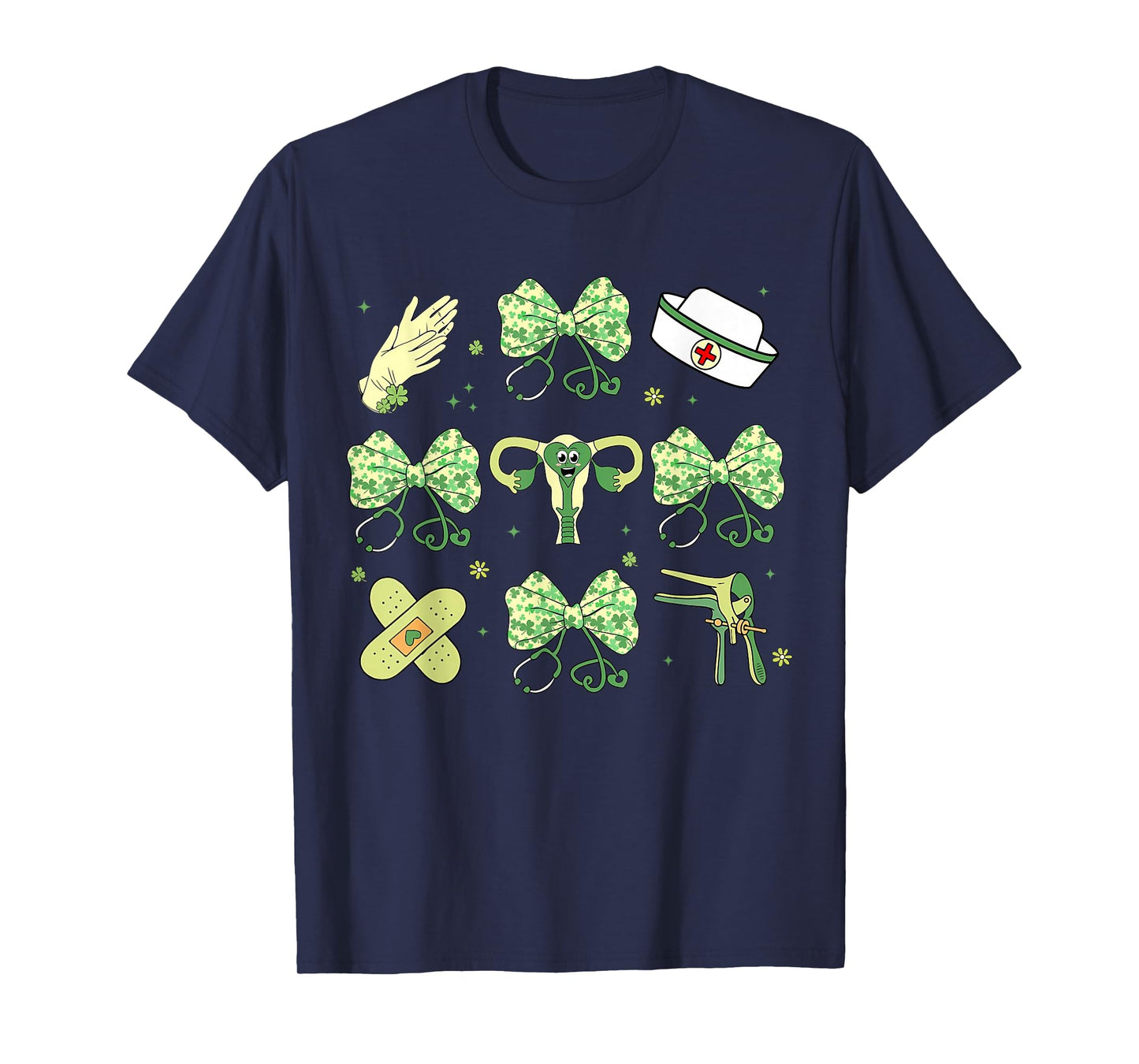 Coquette Bow OBGYN St Patricks Day Speculum Nurse Obstetrics T-Shirt