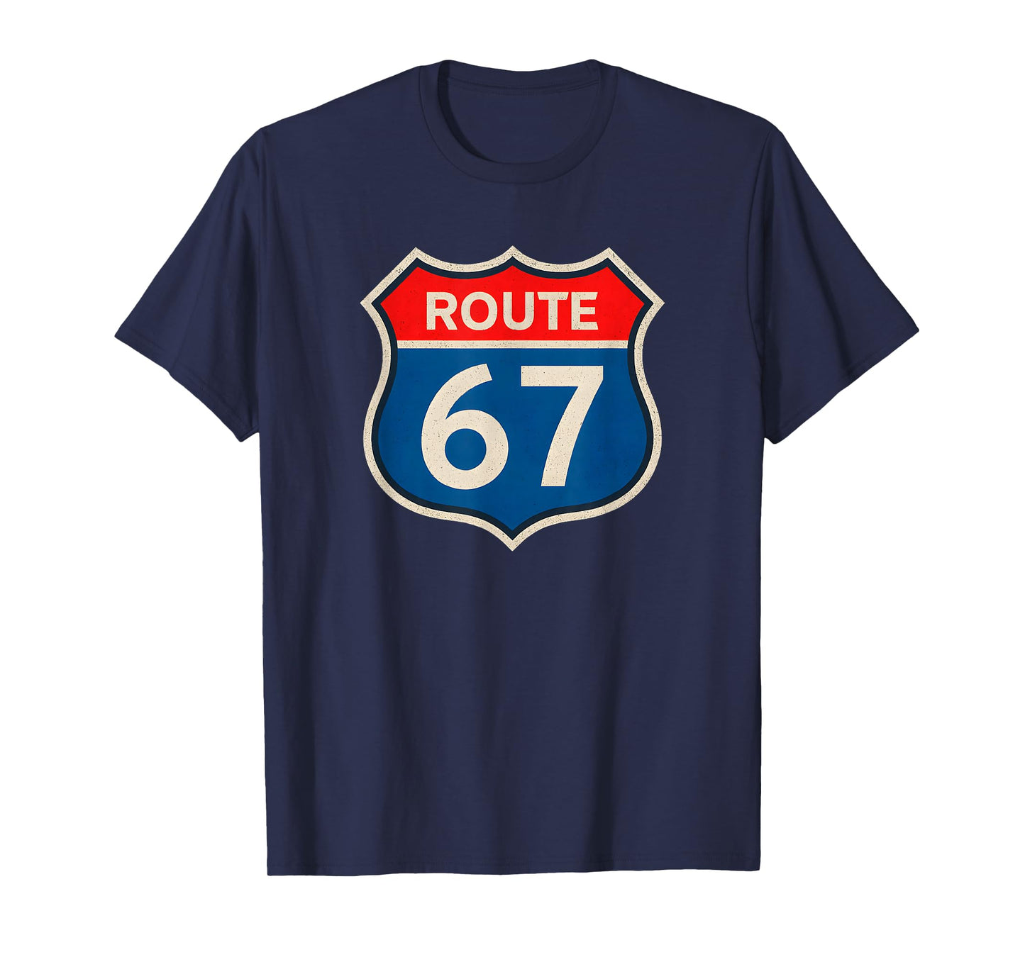 Retro Route 67 Meme Six Seven Aura Energy Number 67 Humor T-Shirt