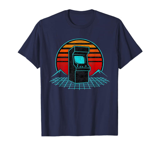 Retro Arcade Sunset Vintage Gamer Synthwave Arcade Gaming T-Shirt