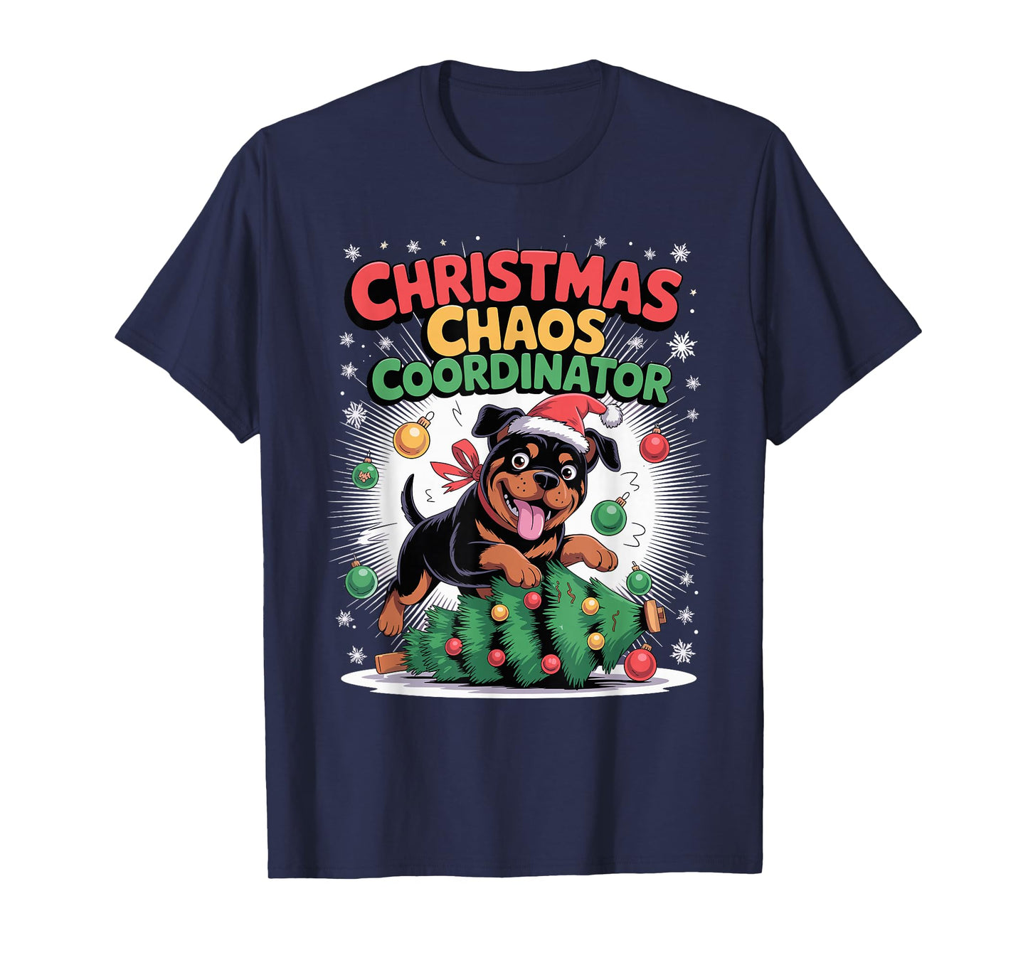 Christmas Chaos Coordinator Xmas Puppy Funny Rottweiler T-Shirt