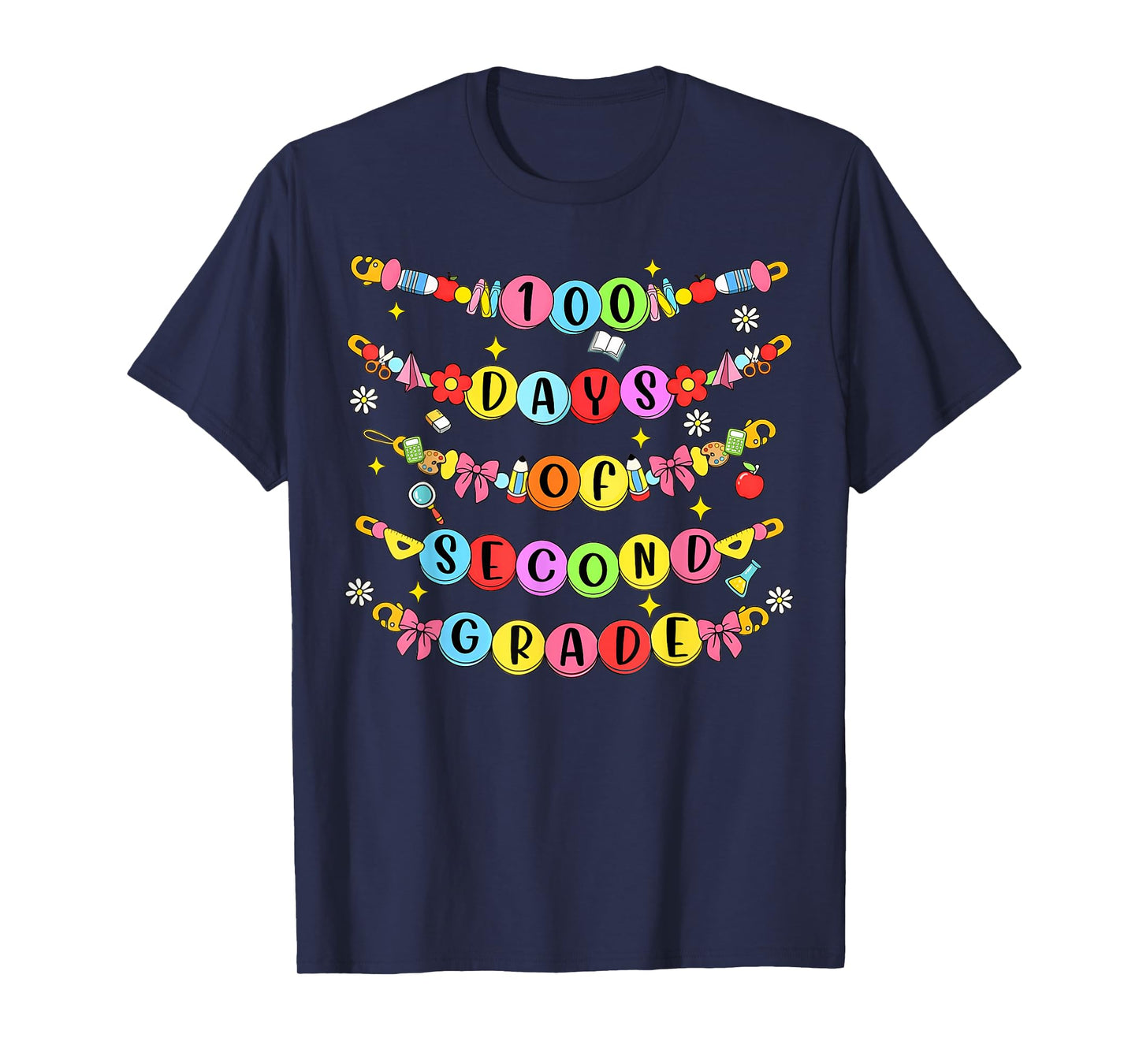 100 Days of Second Grade Teacher Kid Friendship Bracelet T-Shirt