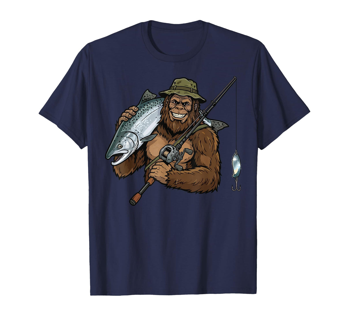 King Salmon Fishing Funny Bigfoot T-Shirt
