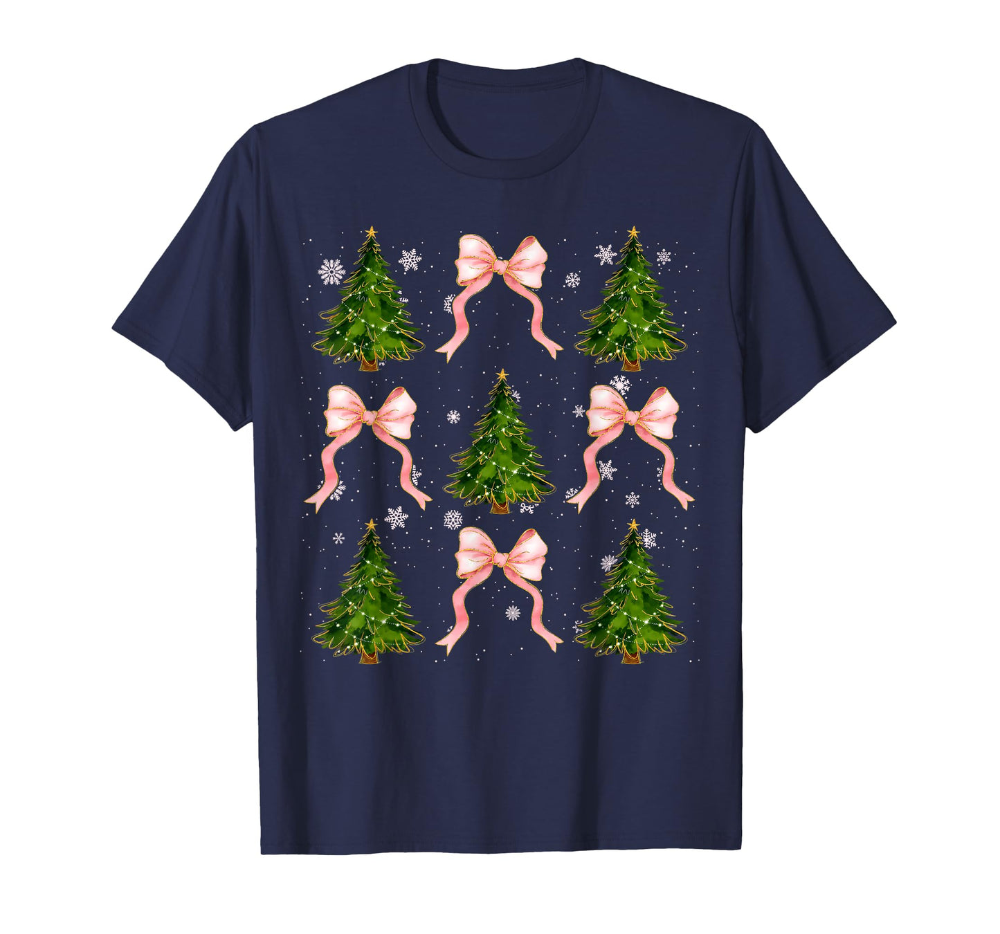 Coquette Bow Christmas Tree Xmas Holiday for Women Girl T-Shirt