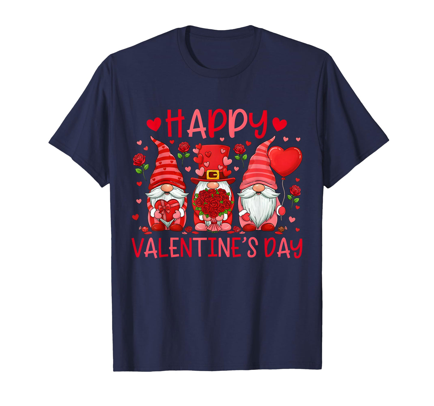 Cute Three Gnomes and Heart Love Happy Valentine's Day T-Shirt