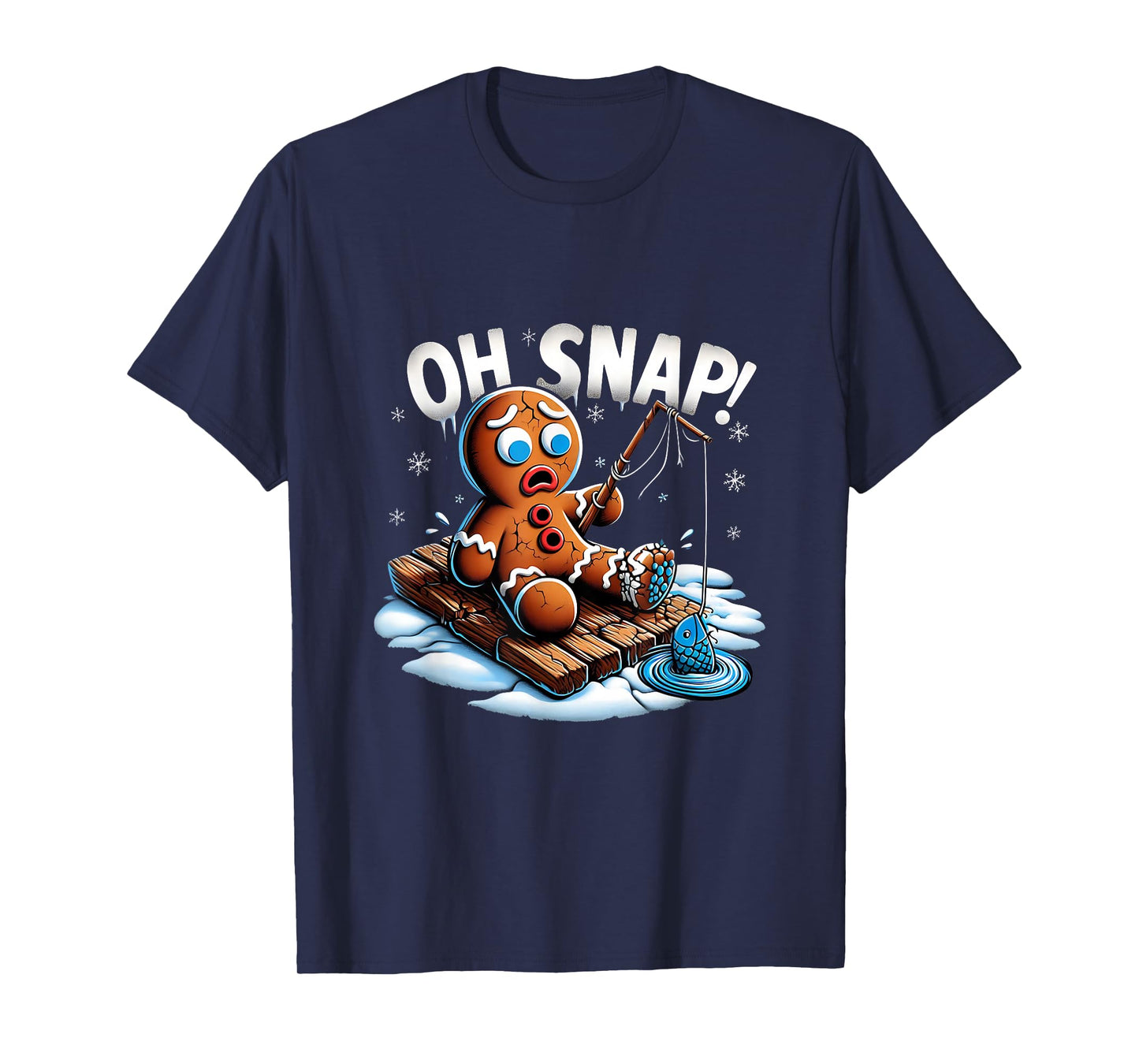 Oh Snap Gingerbread Man Fishing Christmas Fisher Men T-Shirt