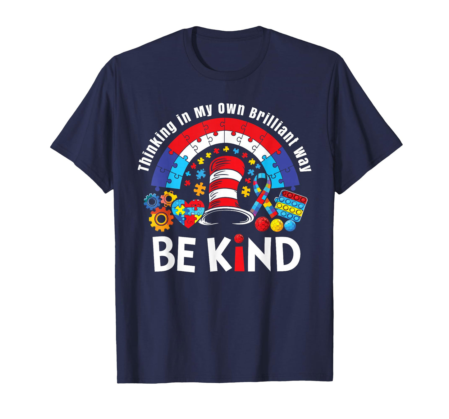 Autism Awareness Teacher Be Kind Why Fit in Doctor Cat Hat T-Shirt