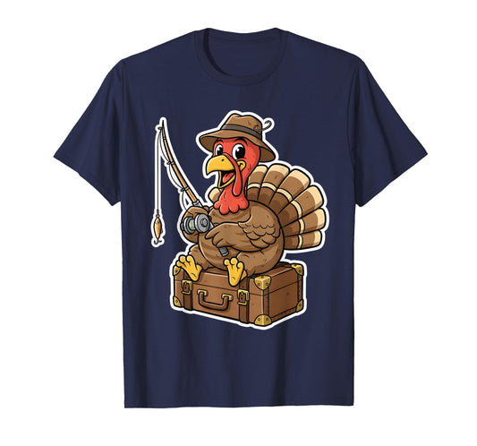 Funny Turkey Fishing Thanksgiving Fisherman Humor T-Shirt