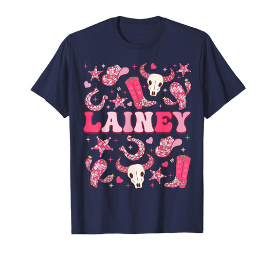 Girl Retro Lainey Groovy Cowgirl First Name Personalized 80s T-Shirt