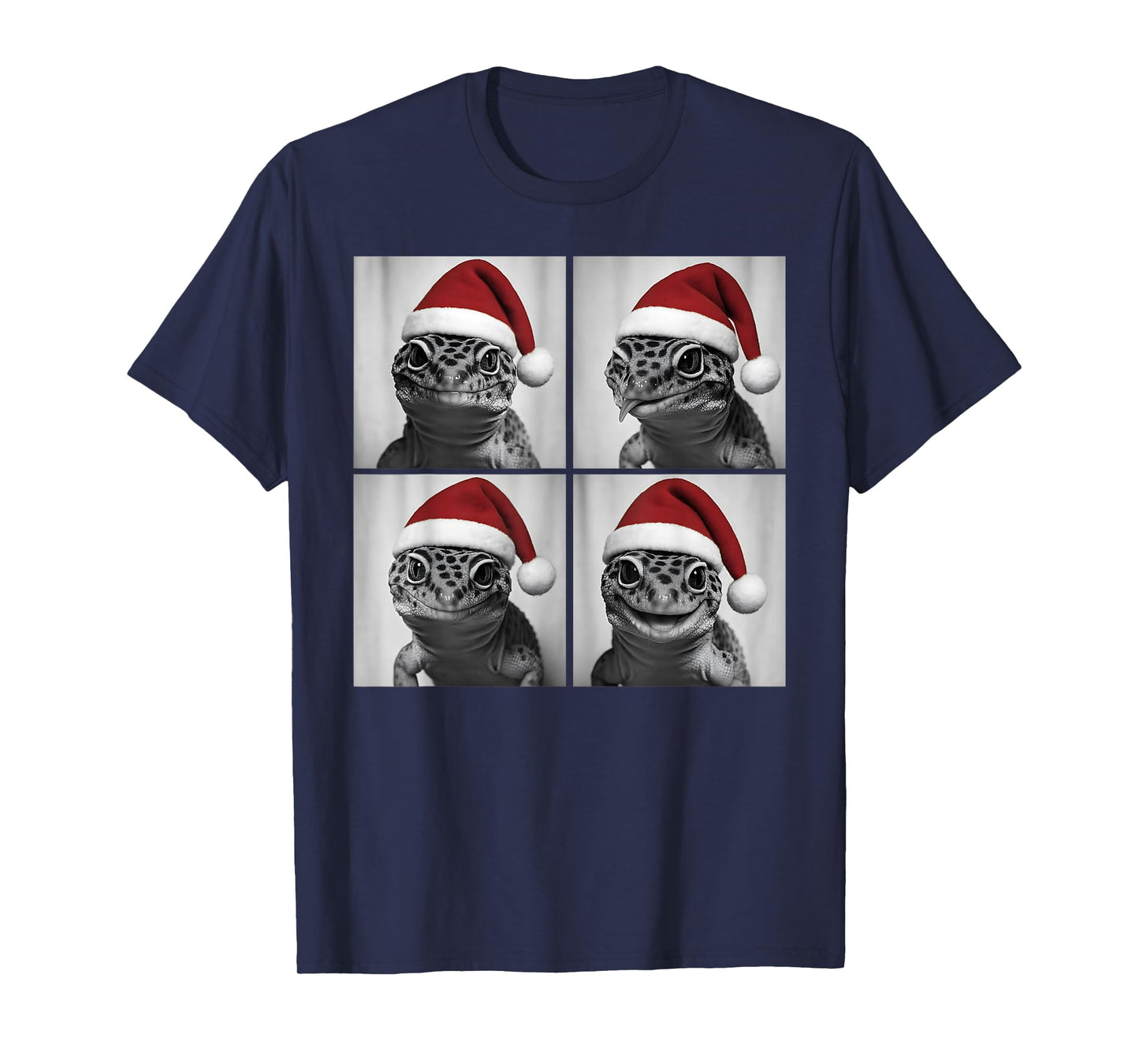 Funny Christmas Leopard Gecko Santa Photo Booth T-Shirt