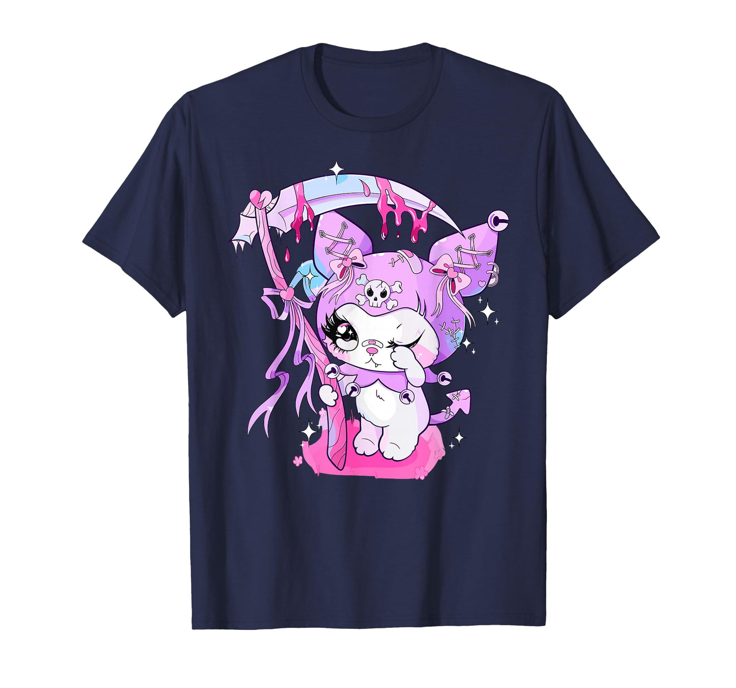 Creepy Cute Grim Kitty Reaper Kawaii Pastel Goth Cat T-Shirt