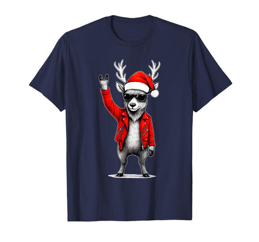 Reindeer Rock Music Gift Men Kids Women Funny Christmas T-Shirt