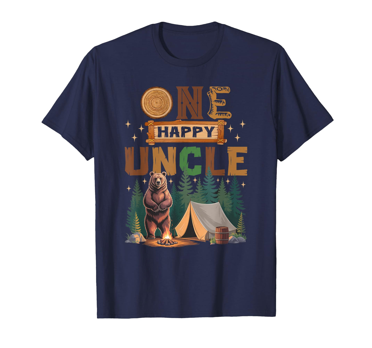 One Happy Uncle Camper 1St Birthday Camping Bear T-Shirt