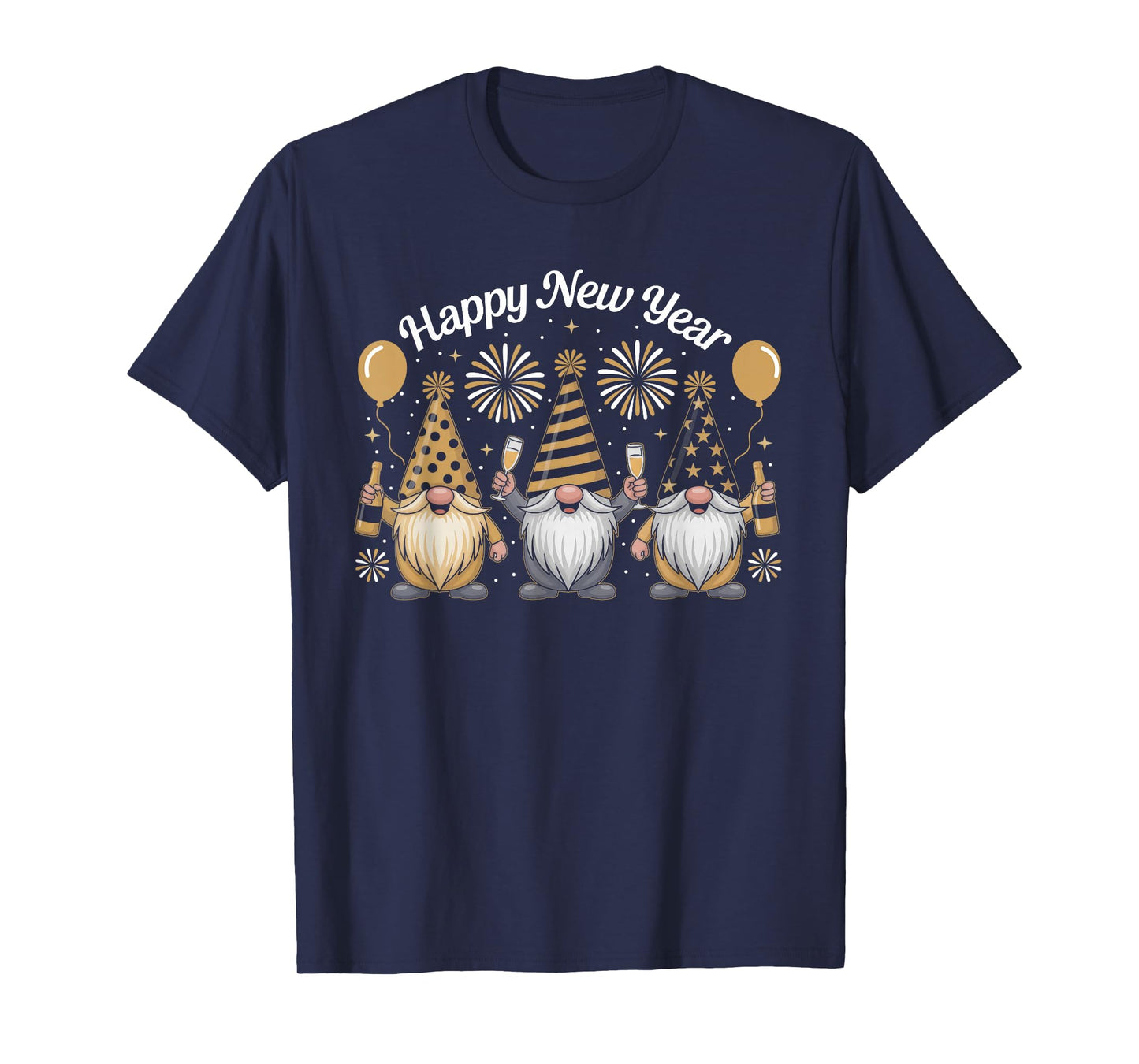 Happy New Year Gnome Confetti Fireworks New Year's Eve Party T-Shirt