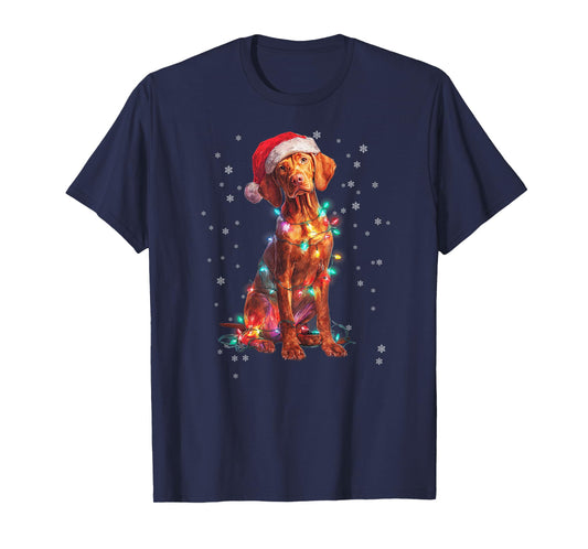 Christmas Dog Vizsla Santa Xmas Women Men Kids T-Shirt