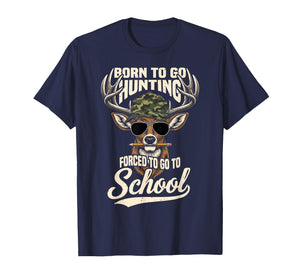Born to Go Hunting Forced to Go Back to School Camo Deer Boy T-Shirt