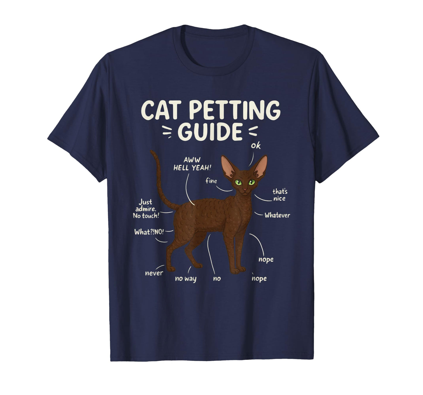Devon Rex Cat Petting Guide Funny Cat Lover T-Shirt