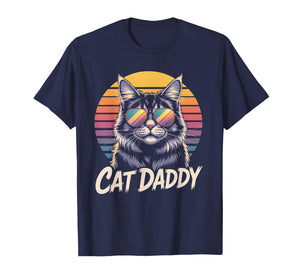 Cat Daddy Sunglasses Retro Sunset Fur Papa Kitten Vintage T-Shirt