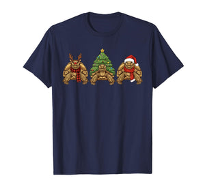 Retro Christmas Sulcata Tortoise Santa Reindeer T-Shirt