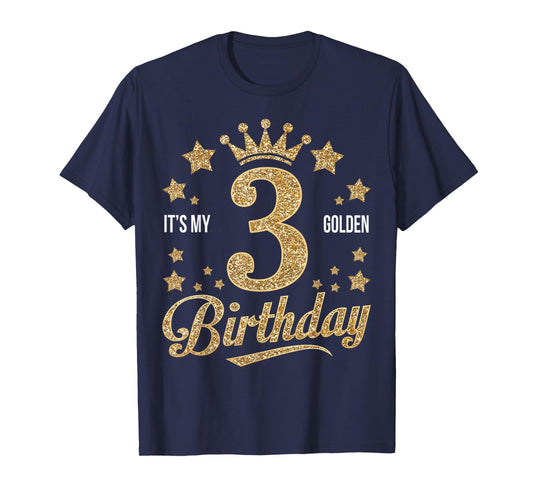 It's My 3rd Golden Birthday 3 Year Old Bday Groovy T-Shirt