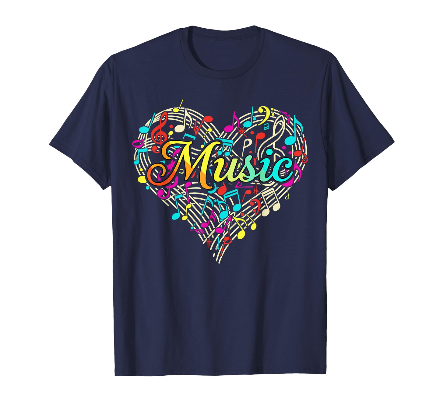 Colorful Music Heart Notes T-Shirt