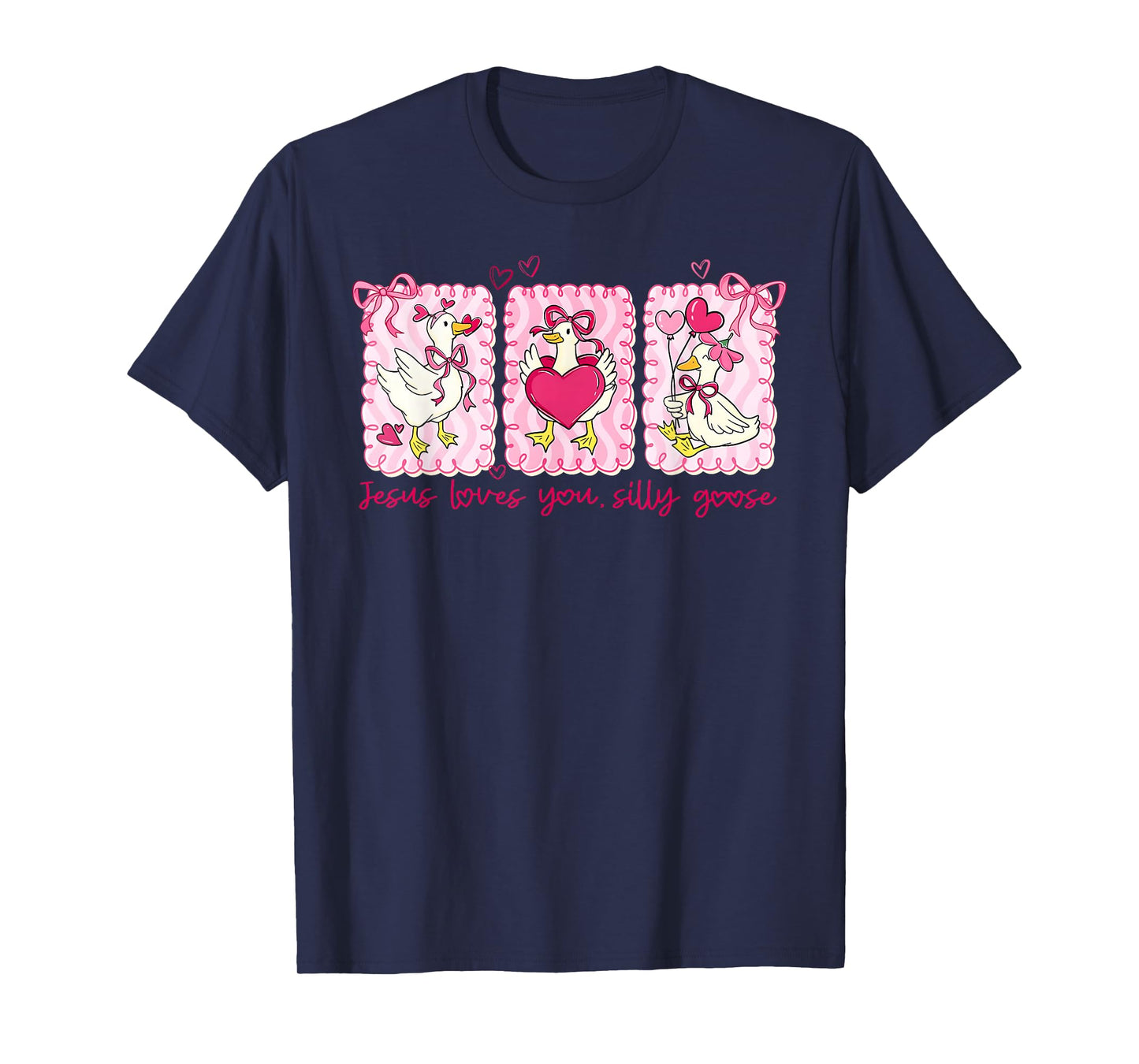 Preppy Valentine Jesus Loves You Silly Goose Girl Women T-Shirt