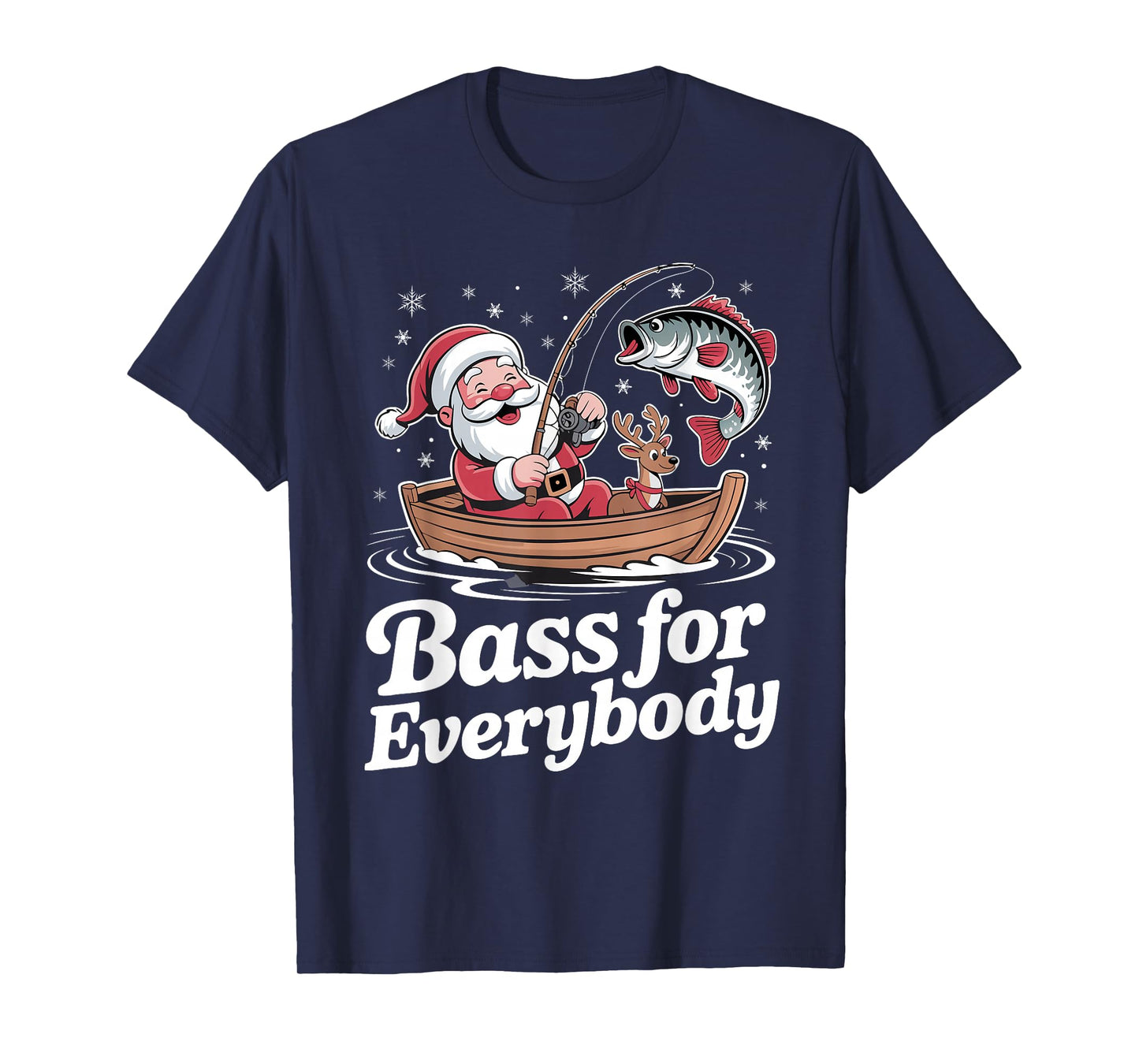 Christmas Santa Bass for Everybody Fishing Holiday Fisherman T-Shirt