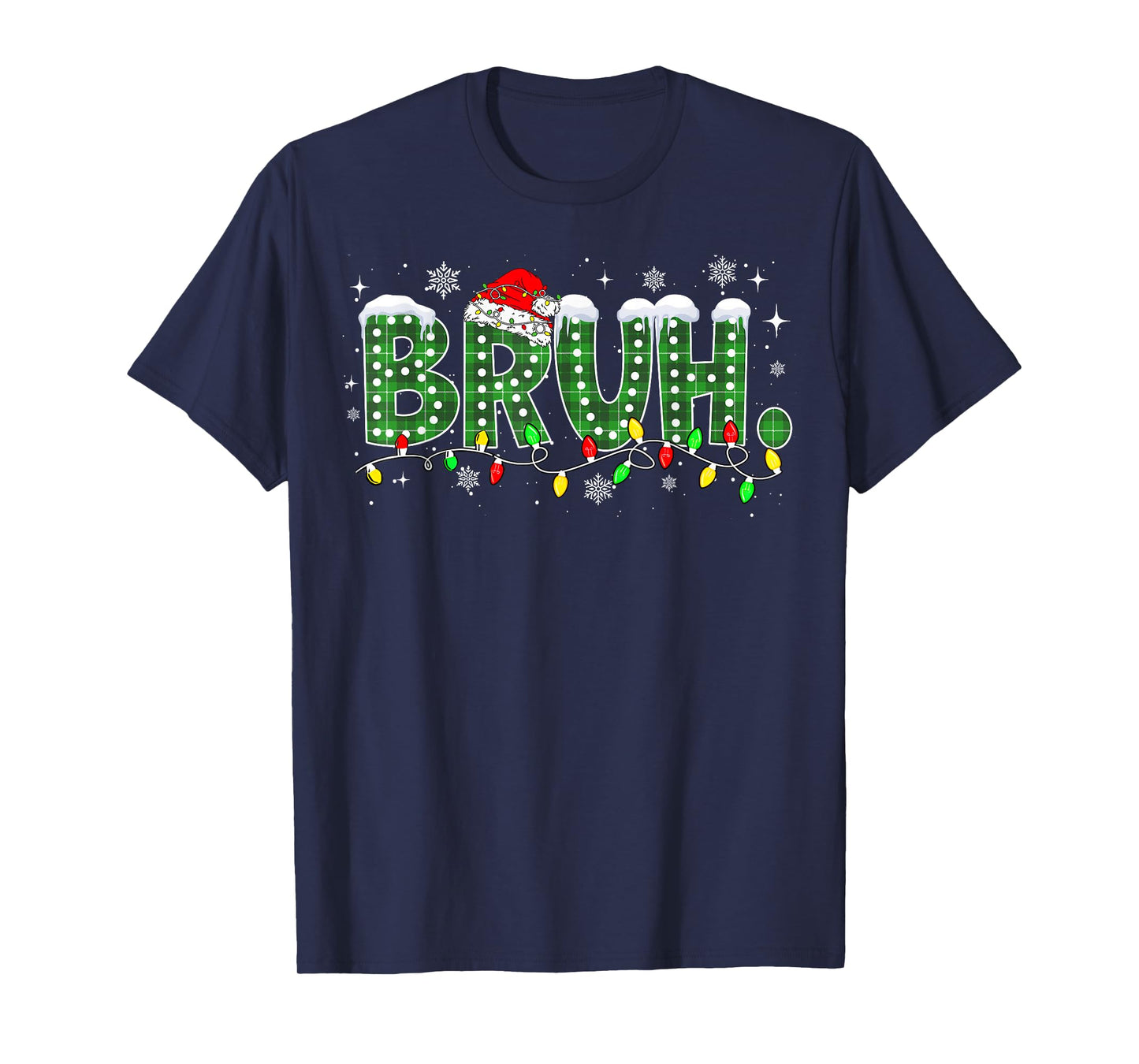 Funny Bruh Christmas Pajamas Plaid Teens Boys Kids Xmas T-Shirt
