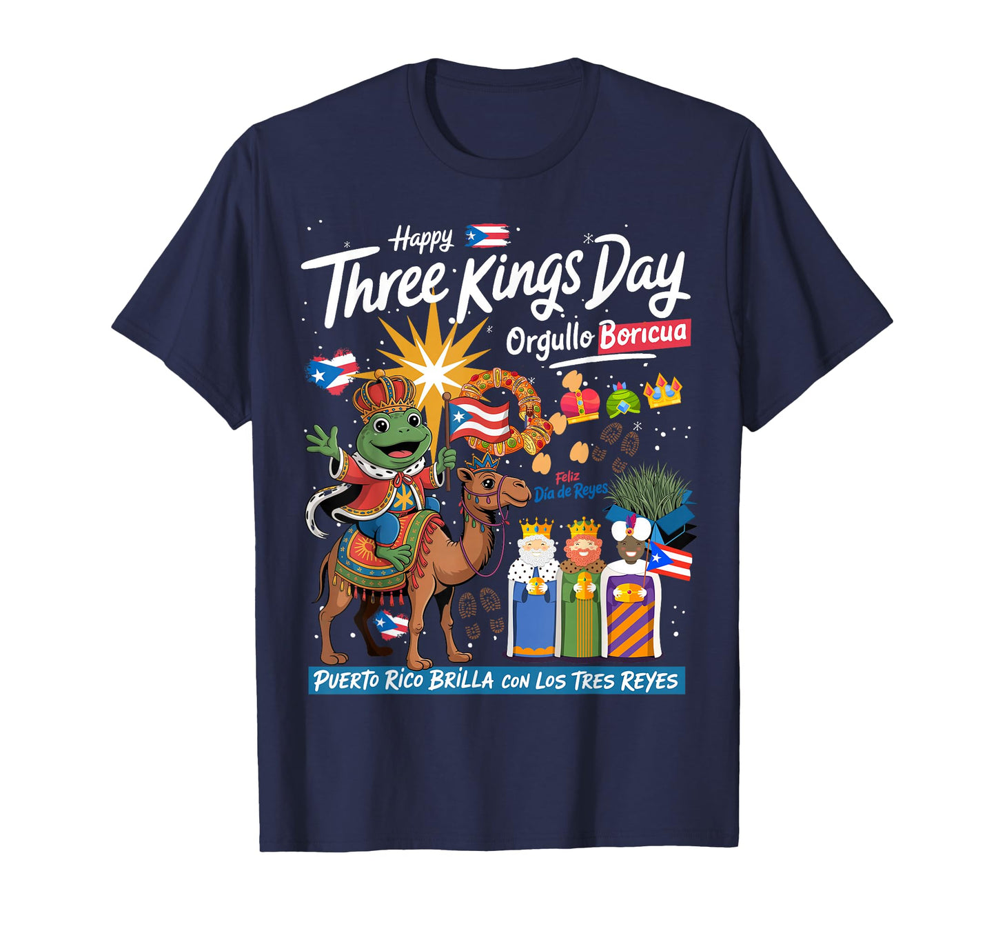 Three Kings Day Puerto Rican Kids Idea & Coqui Frog Boricua T-Shirt