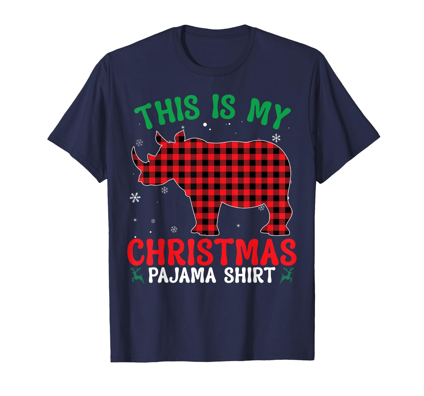 Funny Rhino Christmas PJ Pajama Men Women PJ for Family T-Shirt