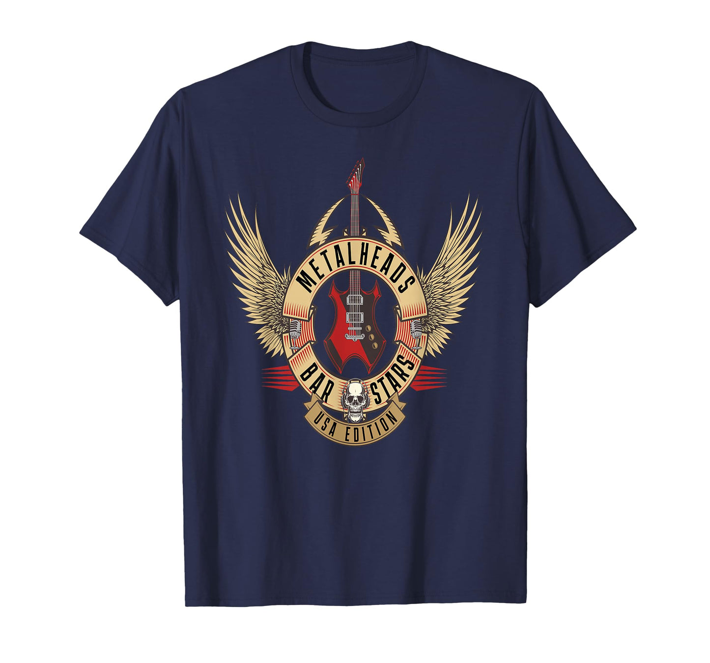 Metalheads Bar Stars Skull Wings USA Rock Emblem T-Shirt