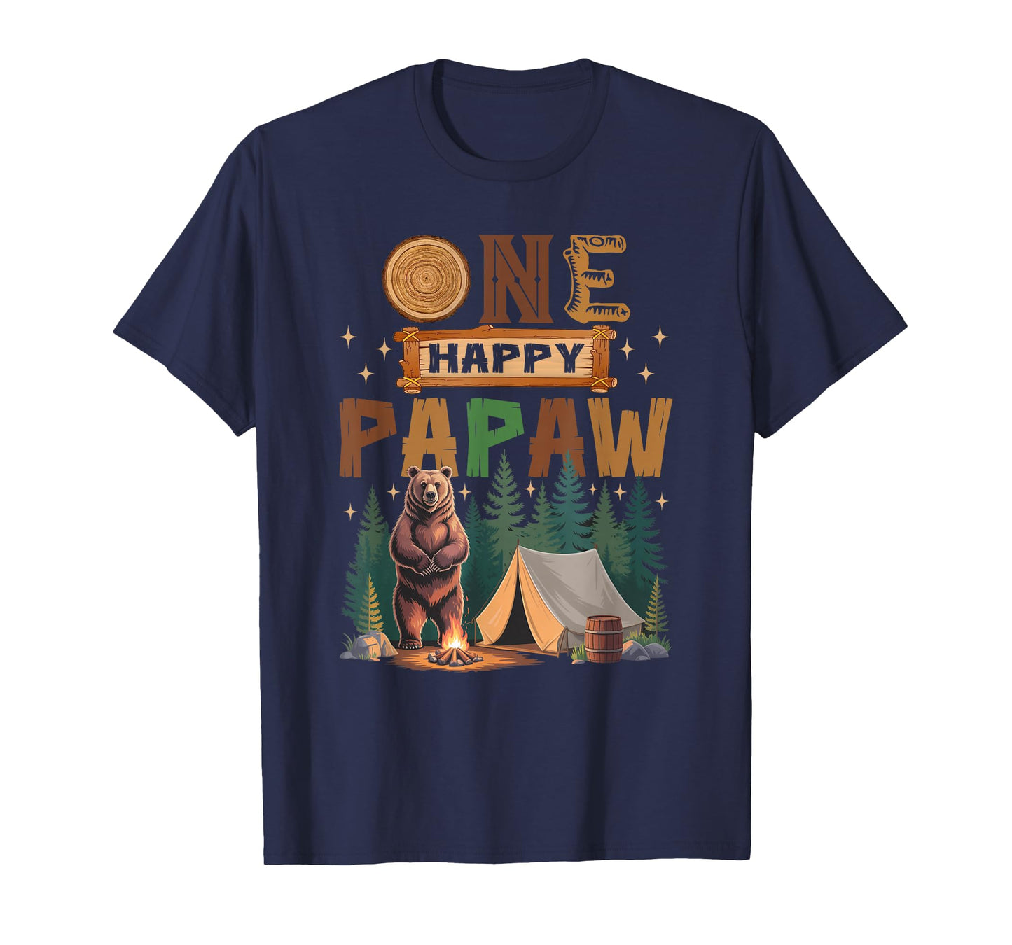 One Happy Papaw Camper 1St Birthday Camping Bear T-Shirt