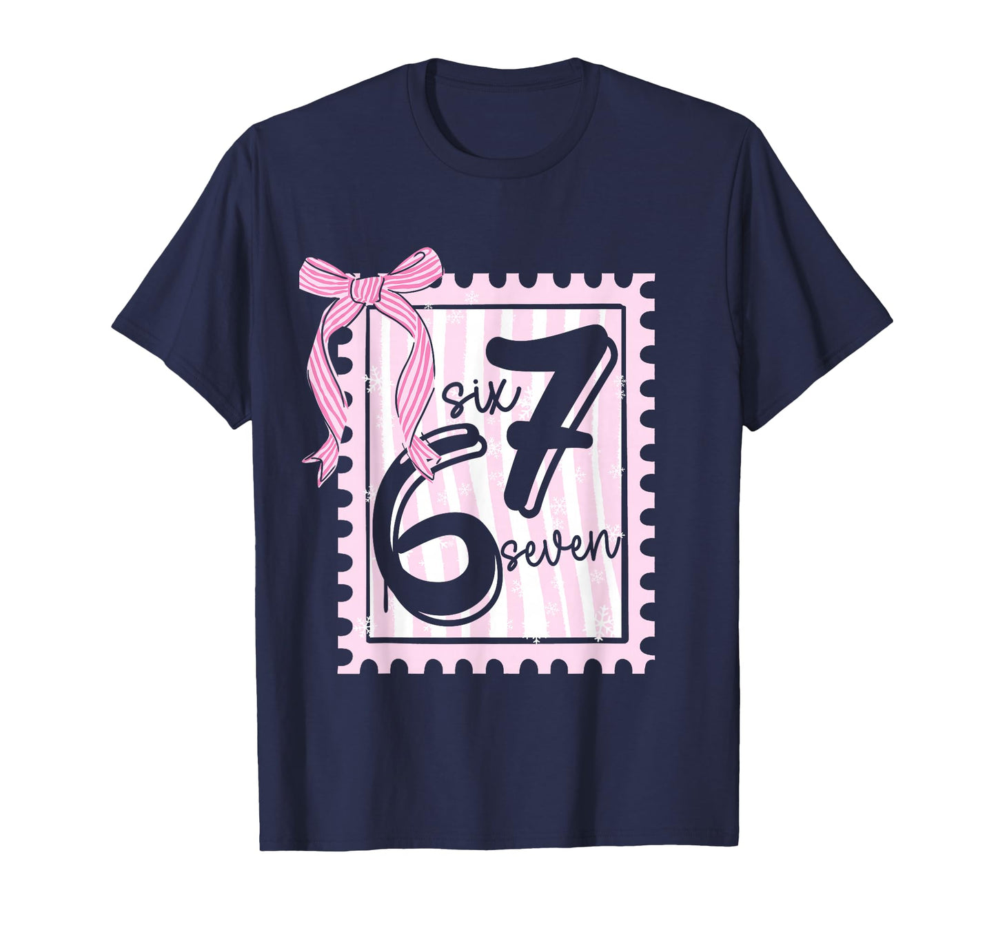 Six Seven Coquette Bow 67 Meme Gen Alpha Joke Viral Number T-Shirt