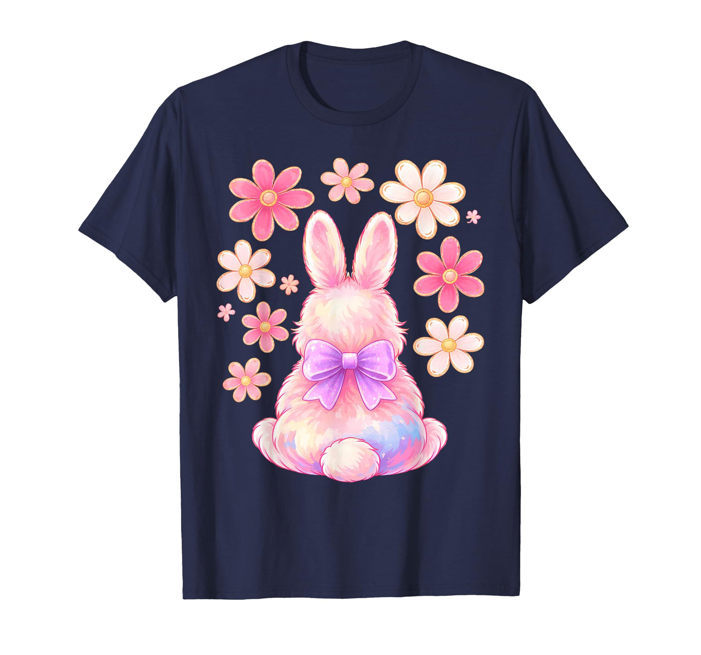 Girls Easter Bunny Face Pink Easter Kids Toddler Girls Women T-Shirt