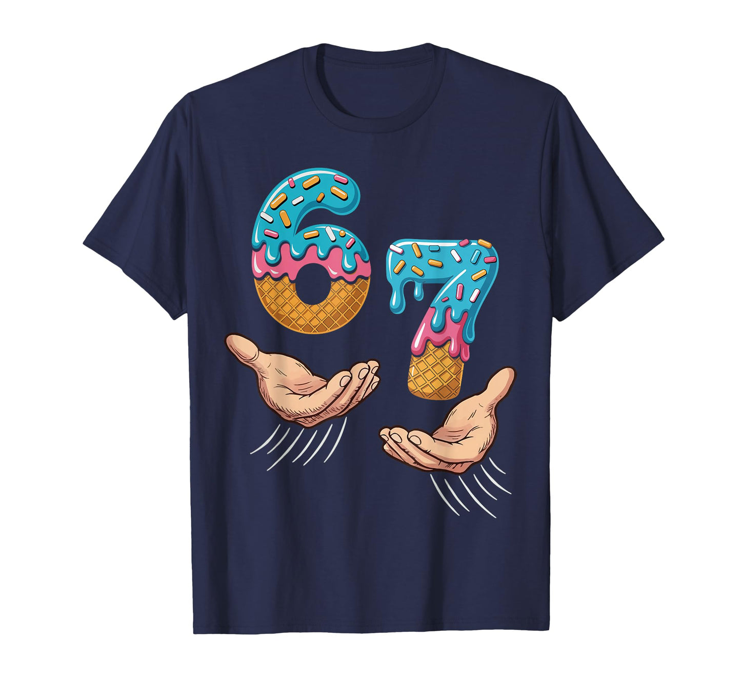 Six Seven 6 7 Ice Cream Hands Meme Graphic for Kids T-Shirt