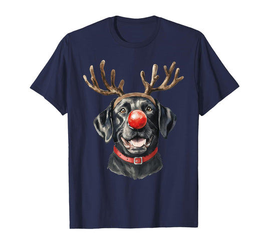 Black Lab Labrador Christmas Dog Reindeer Xmas Pajama T-Shirt