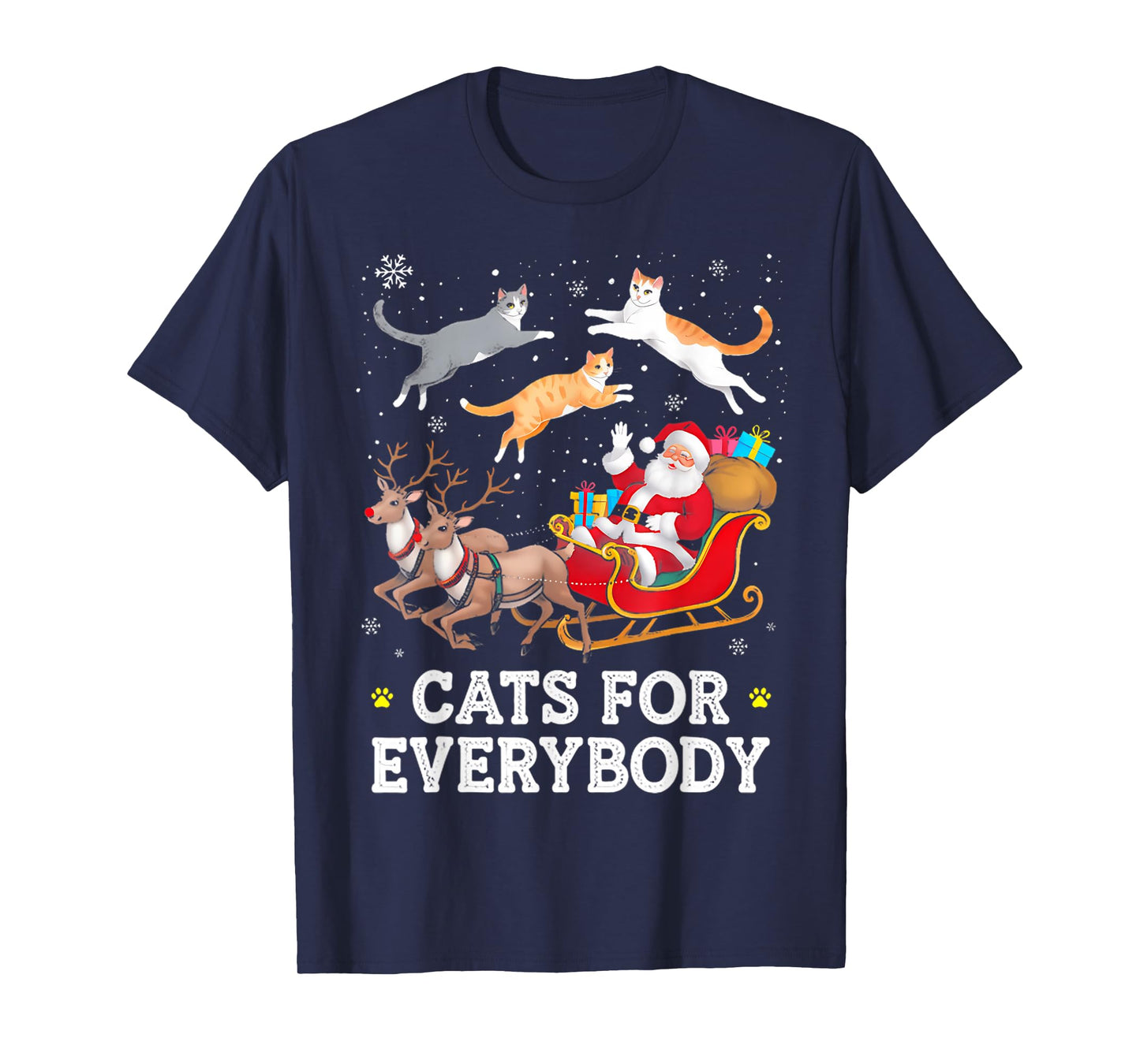 Cats for Everybody Christmas Cat Funny Xmas Women Santa T-Shirt