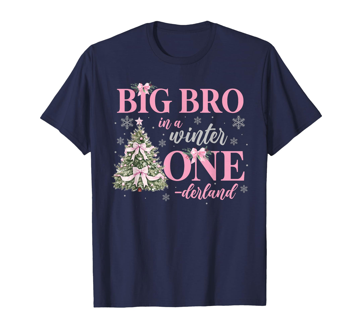 Big Bro in a Winter Onederland Birthday Girl Christmas Tree T-Shirt