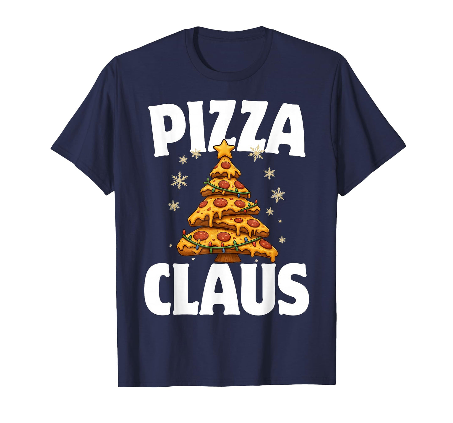 Pizza Christmas Tree Cheesy Holiday Food Pun Ugly Sweater T-Shirt