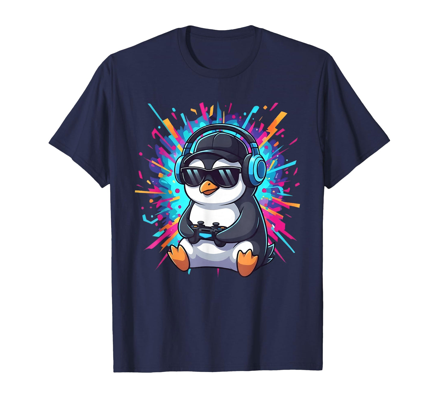 Cute Gamer Penguin Funny Video Games Men Women Kids T-Shirt